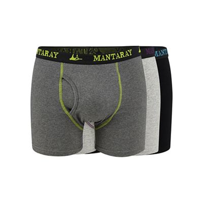 Pack of three black, grey and light grey trunks